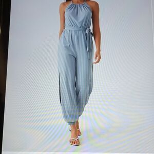 SMALL (TALL)    SLEEVELESS TIE CUT OUT COOL TOUCH JUMPSUIT